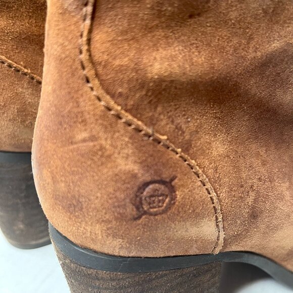 BORN Cass Leather Boots Size 6 Brown Leather Lace Up Ankle Heels Boho Western - Picture 5 of 11